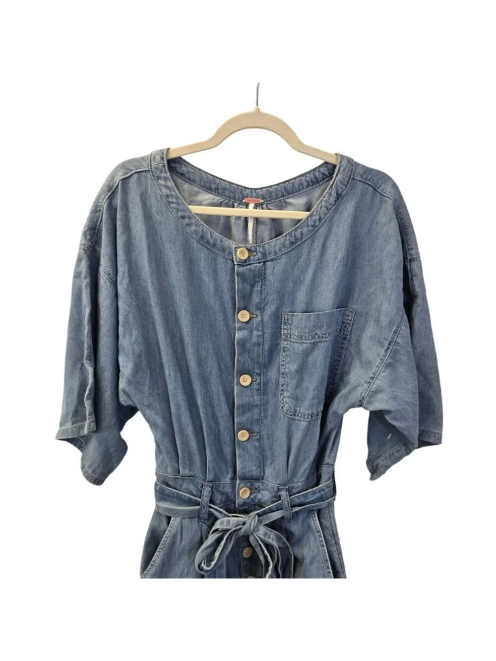 NWOT Free People Marley Chambray Denim Jumpsuit Size XS - Picture 4 of 9